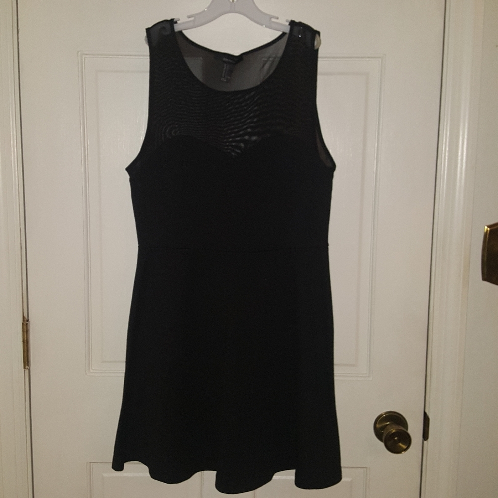 Black mesh top skater dress formal